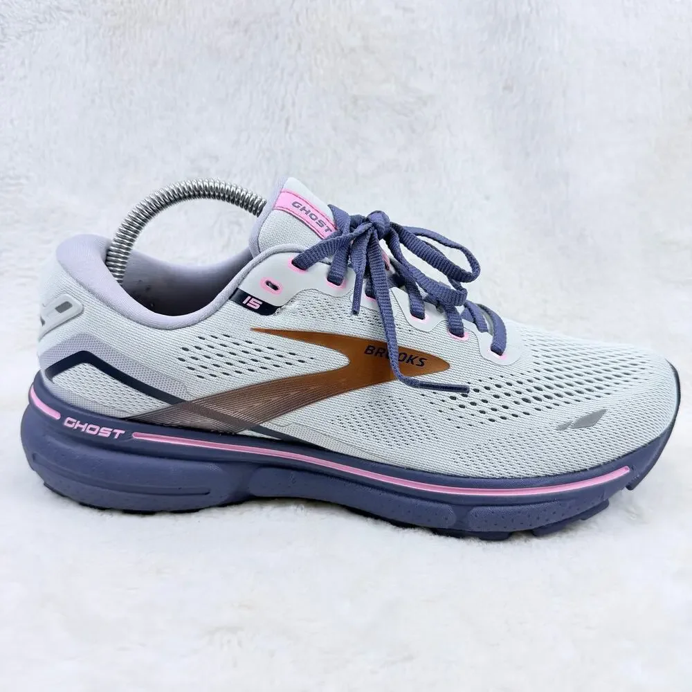 Brooks Ghost 15 Womens Running Shoes Spa Blue Neo Pink Size 10 Athletic Shoe